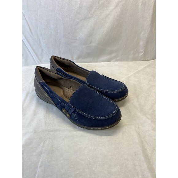 NATURAL SOUL by NATURALIZER "RHETT" MEDIUM BLUE SUEDE/LEATHER LOAFERS SZ 9.5M - Picture 1 of 7